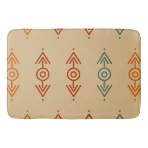Tapis De Bain Aztec Géométrique Bleu Et Orange Tribal Sud-Ouest