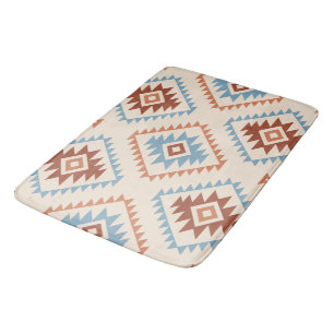 Tapis De Bain Aztec Style Motif Big Motif Blue Crm Terracottas