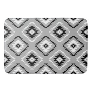 Tapis De Bain Aztec Style Motif Motif noir blanc gris