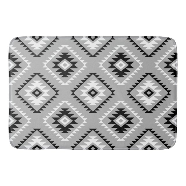 Tapis De Bain Aztec Style Motif Motif noir blanc gris (Devant)