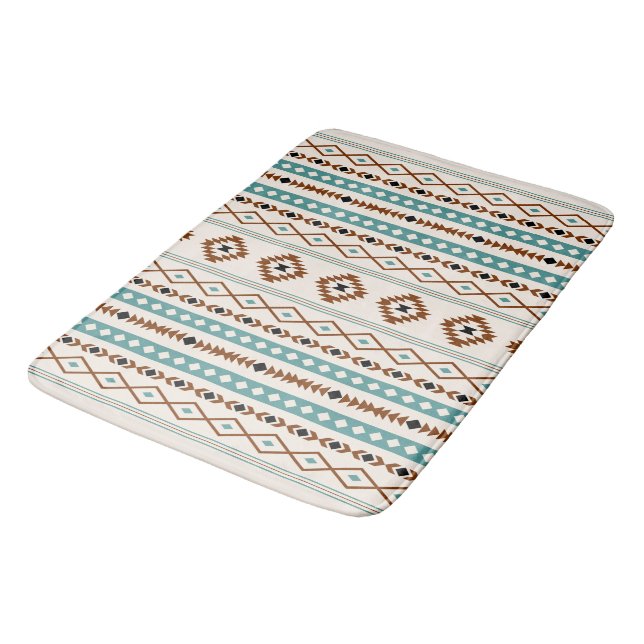 Tapis De Bain Aztec Turquoise Terracotta Blk Crm Motifs Mixtes ( (Angle)
