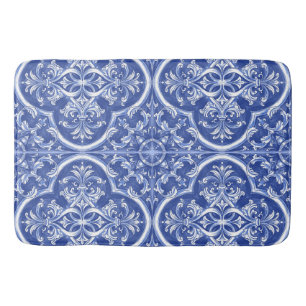 Tapis De Bain Azulejos Portugais Tribaux Traditionnels Aquarelle