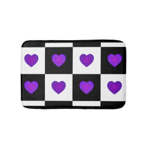 Tapis De Bain B&W Purple Hearts Beating
