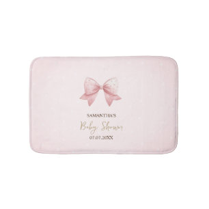 Tapis De Bain Baby Shower Points de Roseau à l'aquarelle Rose