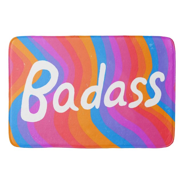 Tapis De Bain BADASS Cool coloré et bandes amusantes (Devant)