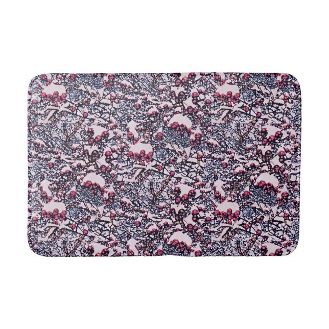 Tapis De Bain Baies rouges et neige. (Devant)
