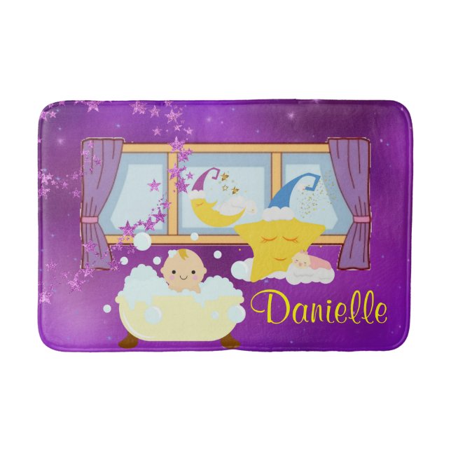 Tapis De Bain Baignoire Bébé Bain Purple Lune & Étoiles (Devant)