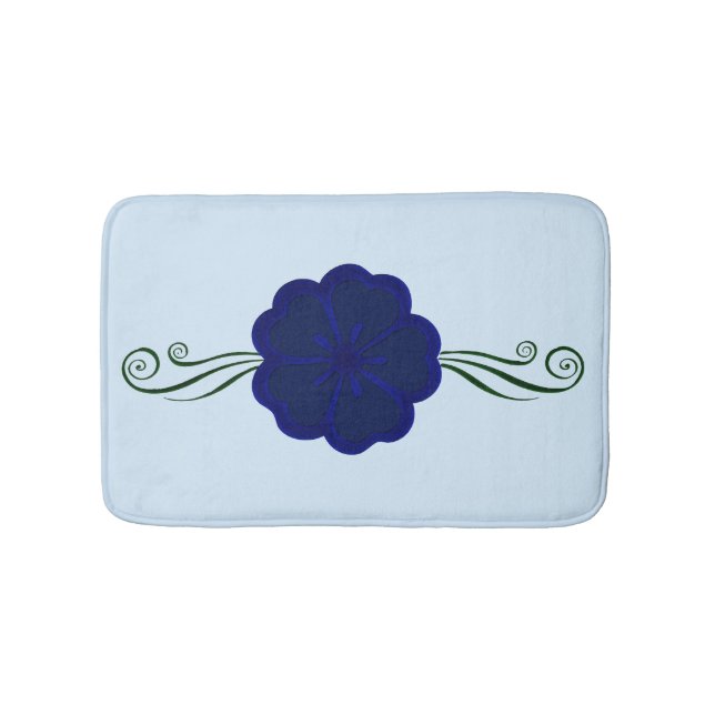 Tapis De Bain Bain bleu à fleur d'anémone (Devant)