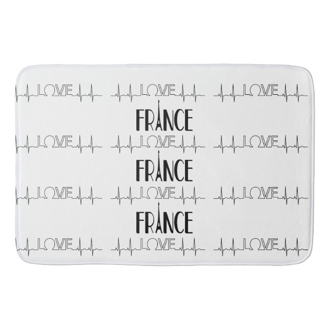 Tapis De Bain Bain Mat Amour France Noir Blanc (Devant)