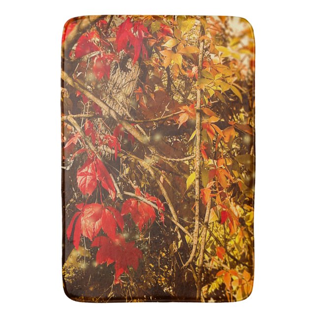 Tapis De Bain Bain Mat Automne Rouge Jaune Vignes (devant Vertical)