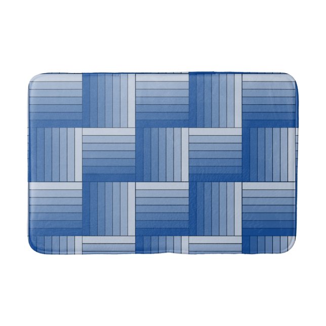 Tapis De Bain Bain Mat - Carreaux de Blue Ombre Stripes (Devant)