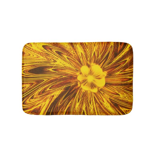 Tapis De Bain Bain Mat Lignes Abstraites Fleur Jaune (Devant)