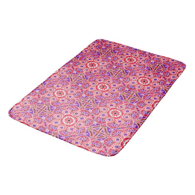Tapis De Bain Bain Mat rouge bohème abstrait (Angle)