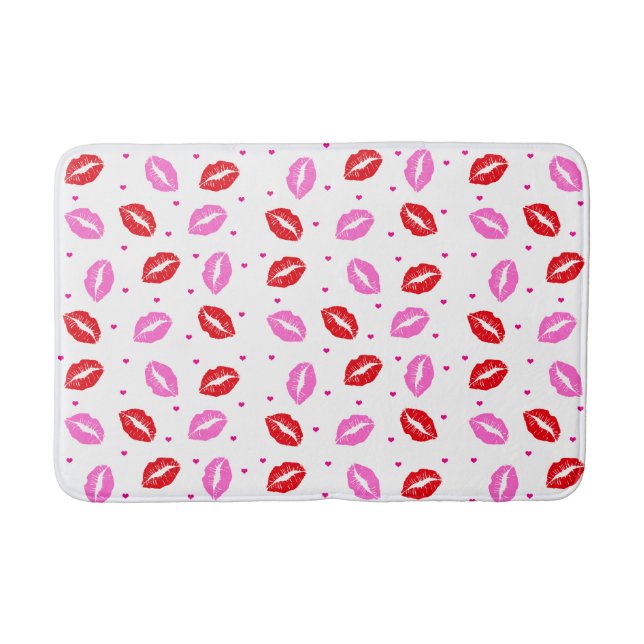 Tapis De Bain Baise lèvres rose rouge et coeur Mat de bain (Devant)