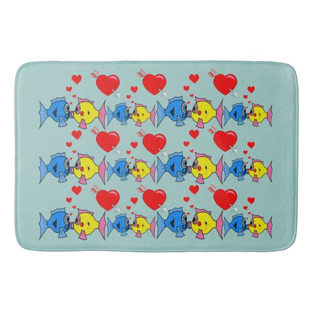 Tapis De Bain Baiser le poisson dans le bain amoureux (Devant)