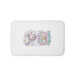 Tapis De Bain Baisers de licorne et voeux d'arc-en-ciel Raisin p
