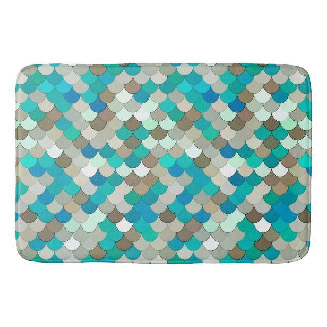 Tapis De Bain Balances de sirènes, Turquoise, Aqua, Taupe & Crèm