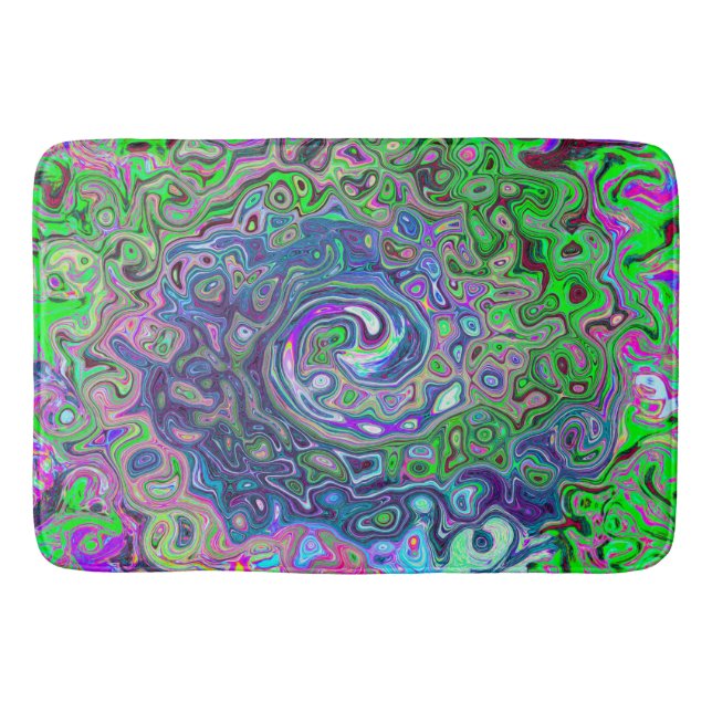 Tapis De Bain Balayage Abstrait marbré vert et violet de chaux (Devant)