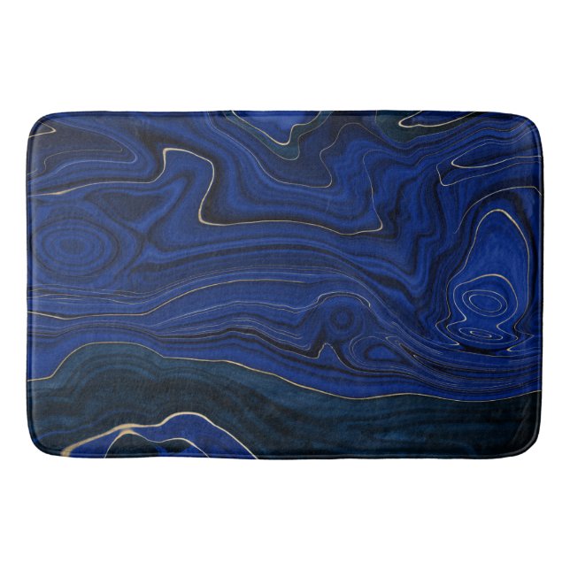 Tapis De Bain Balayages d'Agate Bleu Lapis (Devant)