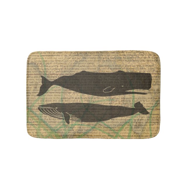 Tapis De Bain Baleine antique Vie marine (Devant)