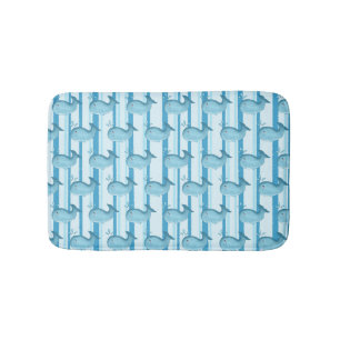 Tapis de bain Baleine Bébé Mignon Rayures Bleues