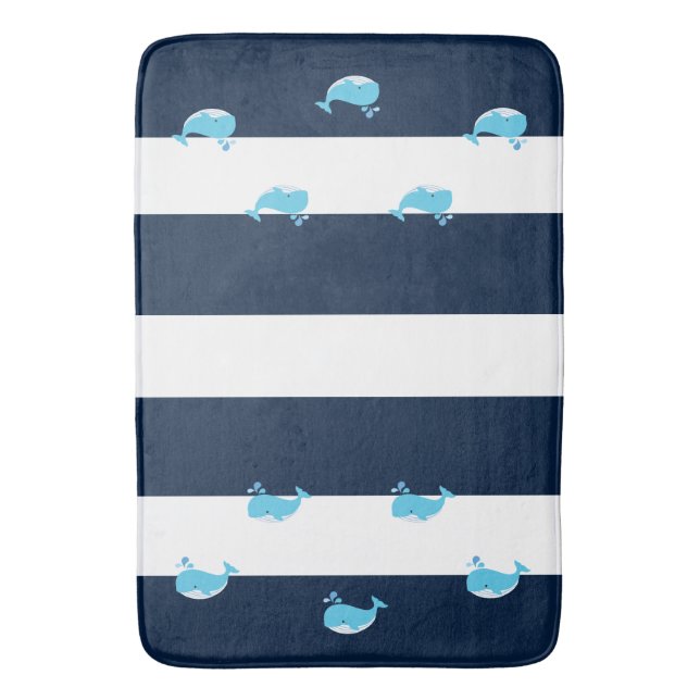 Tapis de Bain - Baleine Bleu Clair (devant Vertical)