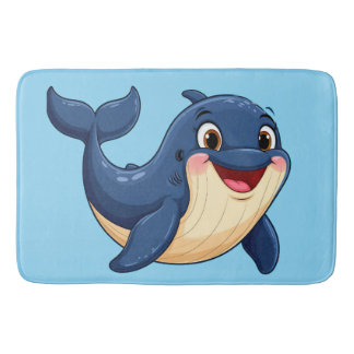 Tapis De Bain Baleine de dessin animé joyeuse nageant