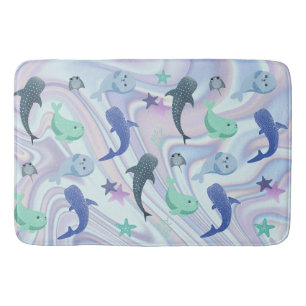 Tapis De Bain Baleine de phoque ombragé sur galaxie en pente