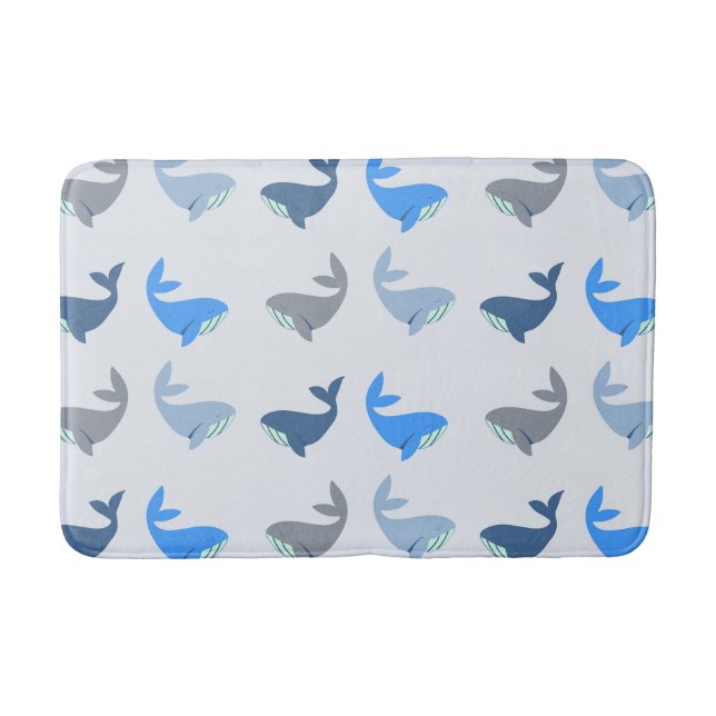 Tapis De Bain Baleine moderne mignonne Motif illustré bleu (Devant)