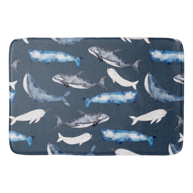 Tapis De Bain Baleines aquarelles (Devant)