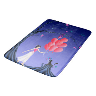 Tapis De Bain Ballerina mignonne et chat nuit Sky Bath Mat