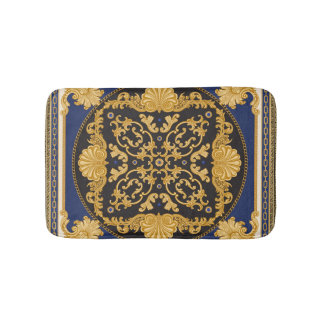 Tapis De Bain Bandana Print : Black Blue Gold.