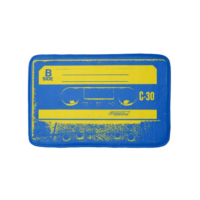 Tapis De Bain Bande Cassette Rétro Bleue et Jaune (Devant)