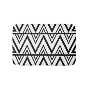 Tapis De Bain Bande Chevron noire et blanche Bande Chevron
