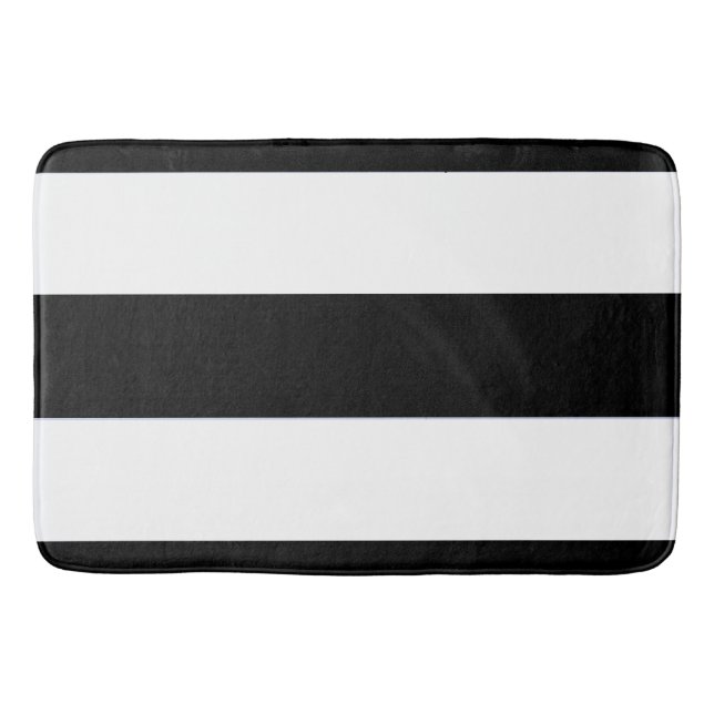 Tapis De Bain Bande large noire et blanche classique sur une (Devant)