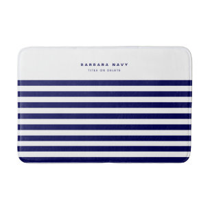 Tapis De Bain Bande Nautique Marine Bleu Trendy Style 8 Bandes