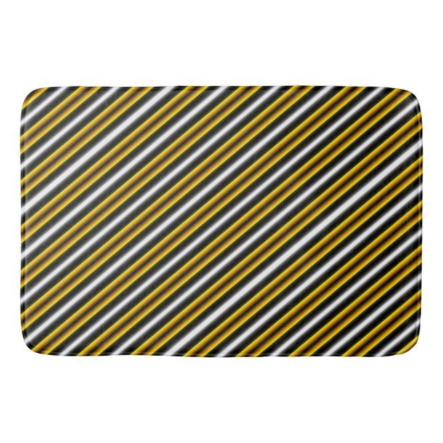 Tapis De Bain Bandes arc-en-ciel blanc jaune (Devant)