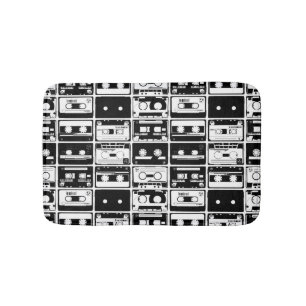 Tapis De Bain Bandes audio rétro, motif à l'ancienne.