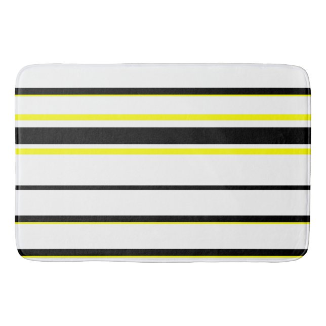 Tapis De Bain Bandes blanches et grises noires (Devant)