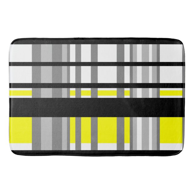 Tapis De Bain Bandes blanches et grises noires (Devant)