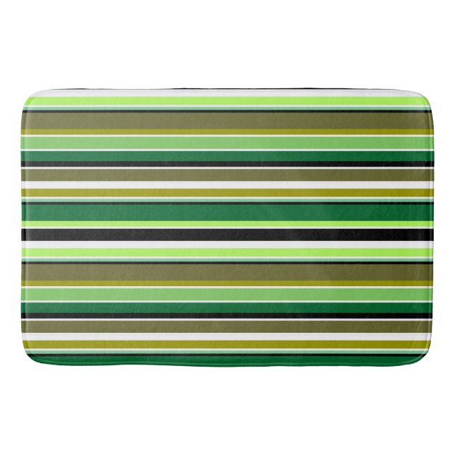 Tapis De Bain Bandes blanches vert mignonne (Devant)