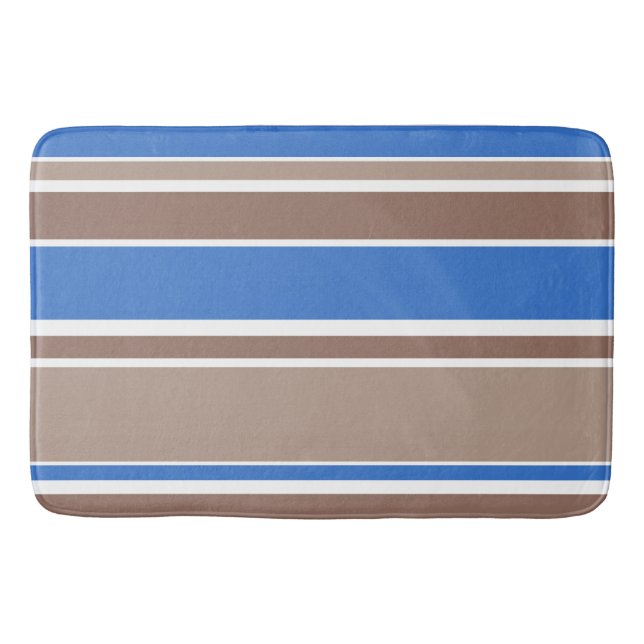 Tapis De Bain Bandes Brown et bleues (Devant)