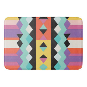 Tapis De Bain bandes colorées et triangles Motif mélange