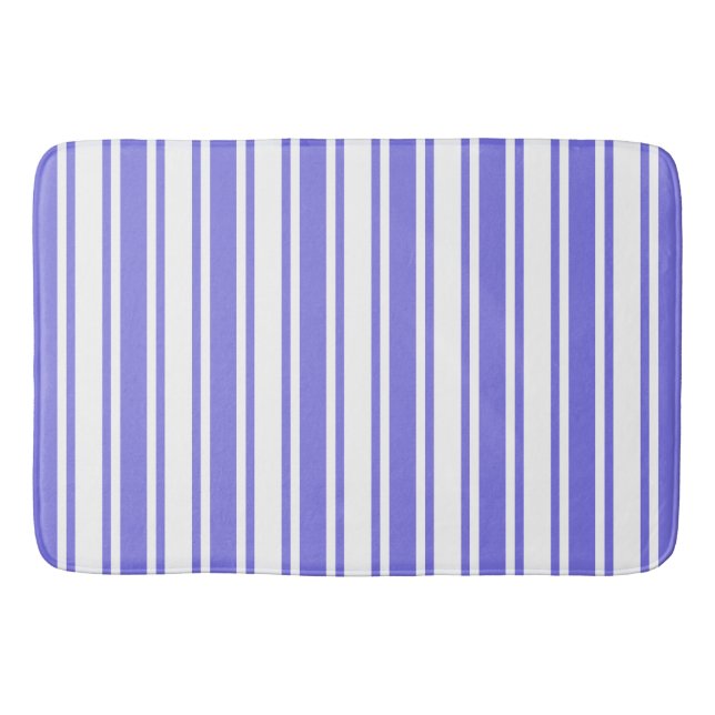 Tapis De Bain Bandes de bonbons bleu et blanc (Devant)