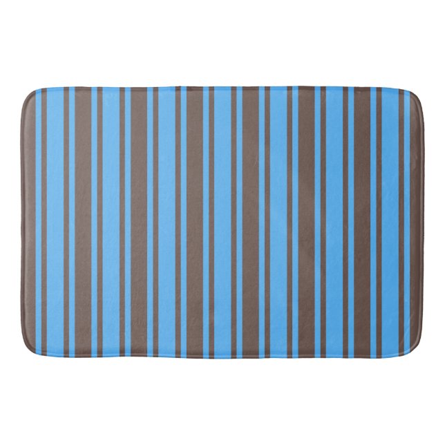 Tapis De Bain Bandes de bonbons Brown et bleues (Devant)