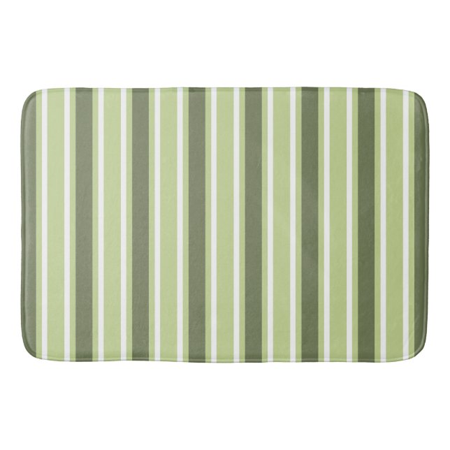 Tapis De Bain Bandes de bonbons d'olive et blanc (Devant)
