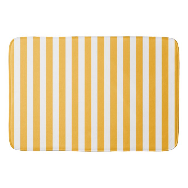 Tapis De Bain Bandes de bonbons jaune et blanc ensoleillé (Devant)