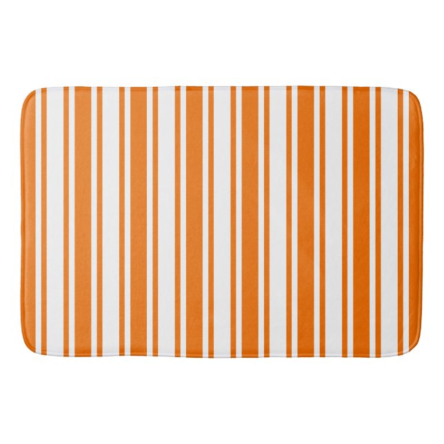 Tapis De Bain Bandes de bonbons orange et blanc (Devant)