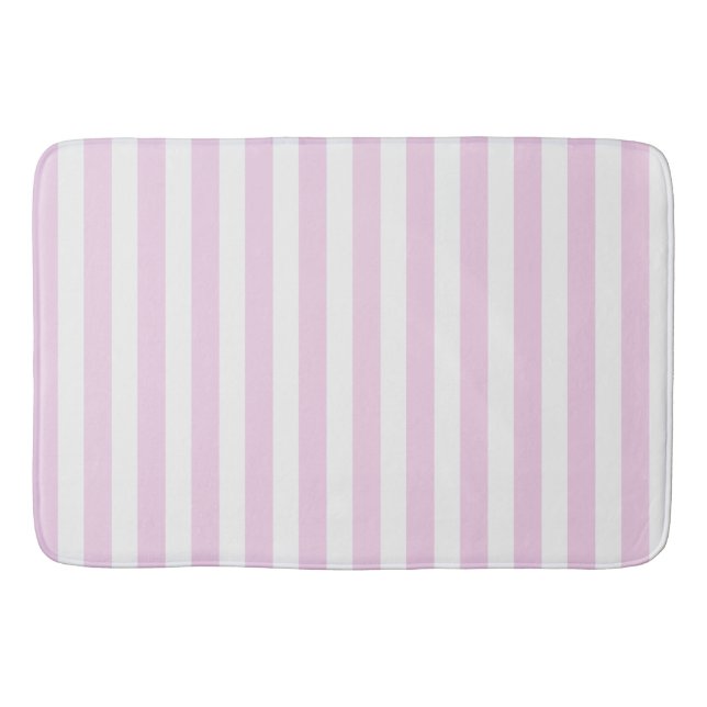 Tapis De Bain Bandes de bonbons rose pâle et blanc (Devant)