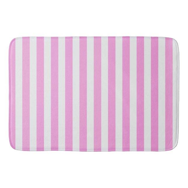 Tapis De Bain Bandes de bonbons roses et blanches (Devant)